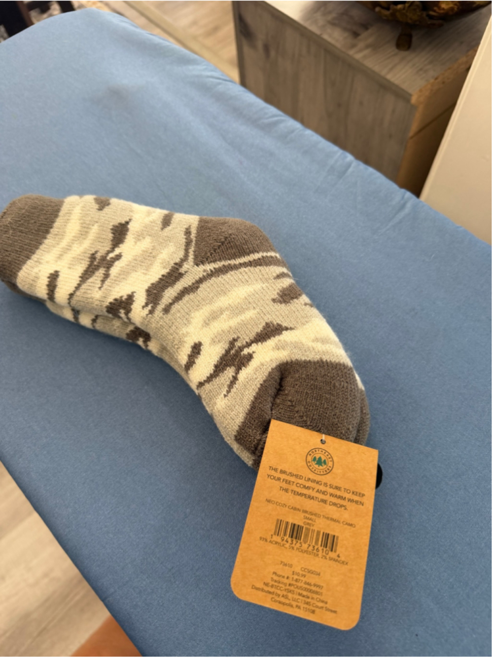 Northeast Outfitters Boys Thermal Camo Socks One Size Grey White